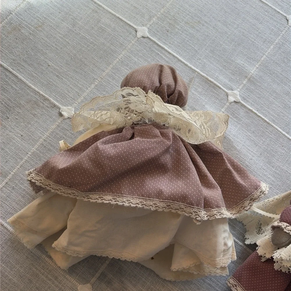 Vintage‎ Handmade Kitchen Mouse Lady Plush Figures X 2